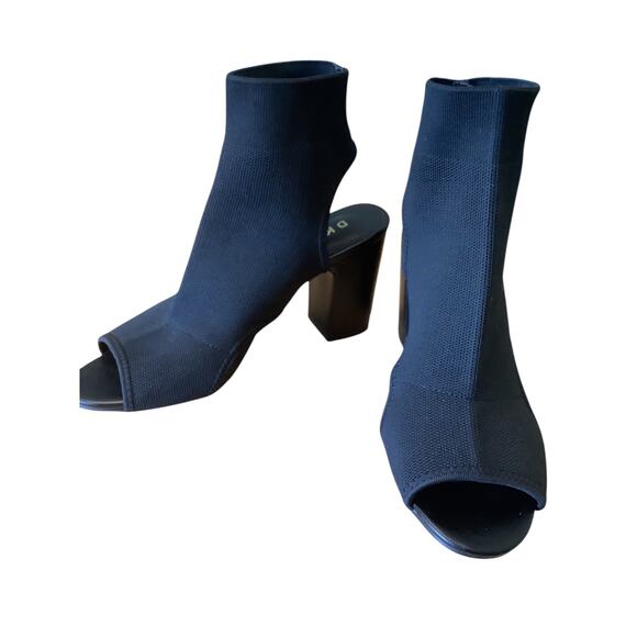 DKNY BLACK KNIT UPPER OPEN TOE & HEEL ANKLE BOOTIES 8-8.5 - Picture 6 of 8